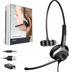 GEQUDIO WA9007 [3-in-1] Business Headset with USB-A, USB-C